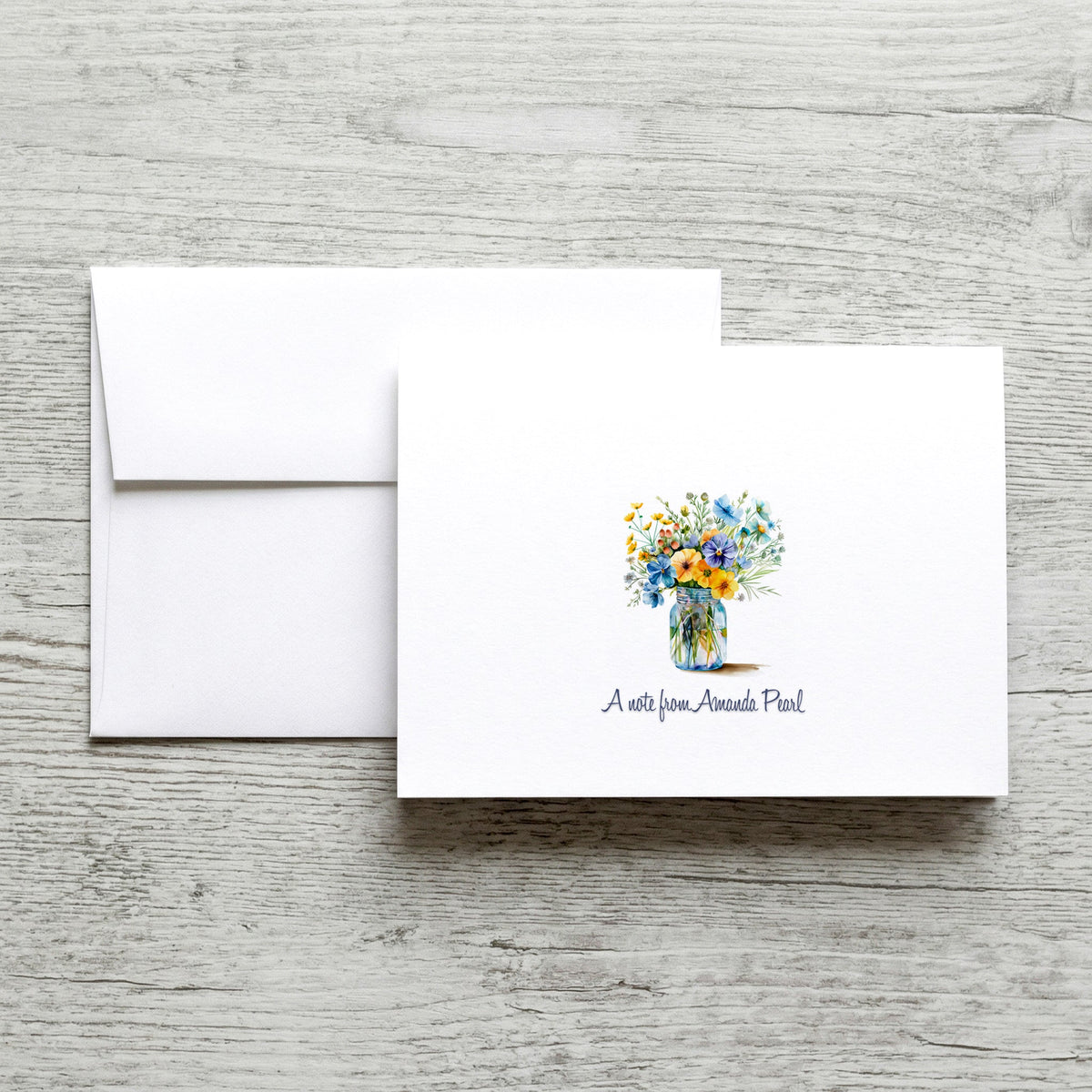 Personalized Set of  Notecards with Envelopes Featuring a Flower Bouquet image 0