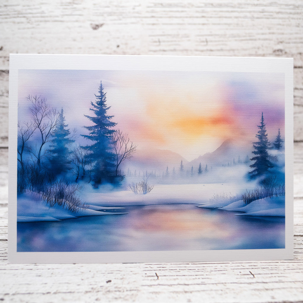 Enchanting Winter Serenity Notecard Linen Textured Greeting Cards with Envelopes image 1