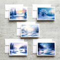 Enchanting Winter Serenity Notecard Linen Textured Greeting Cards with Envelopes image 0
