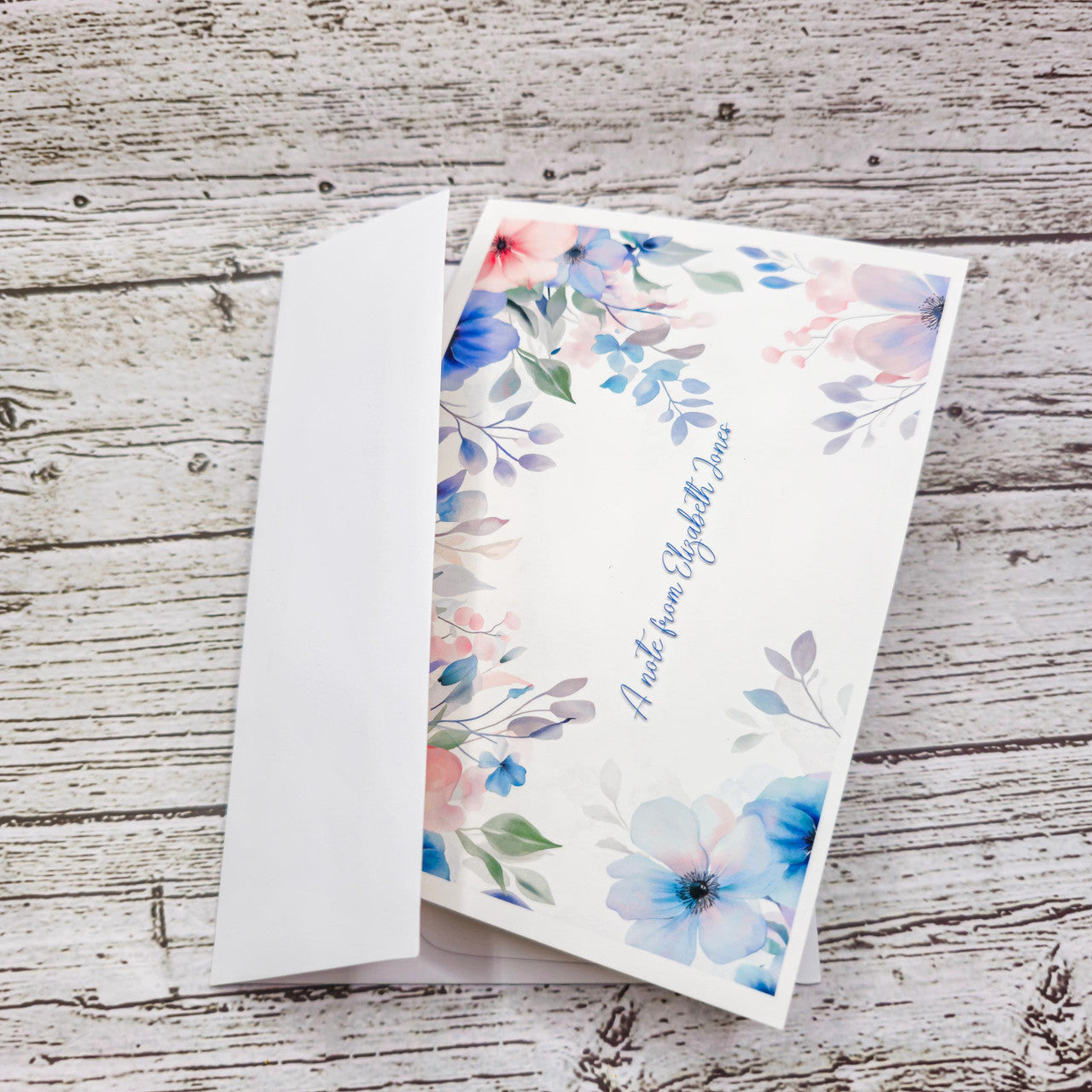 Personalized Set of Notecards with Envelopes Watercolor Pastel Flowers image 6