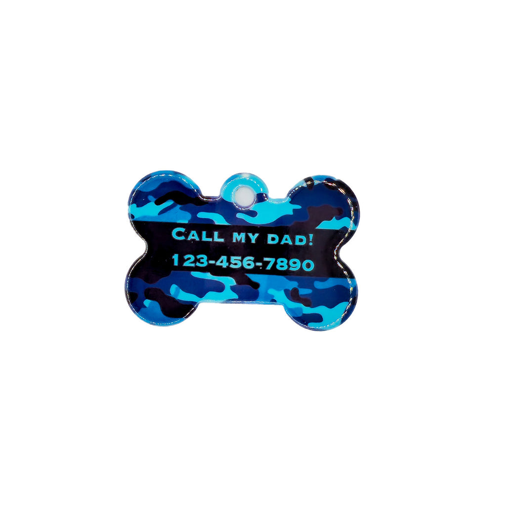 Blue Camouflage Dog Bone Shaped Pet ID Tag image 1