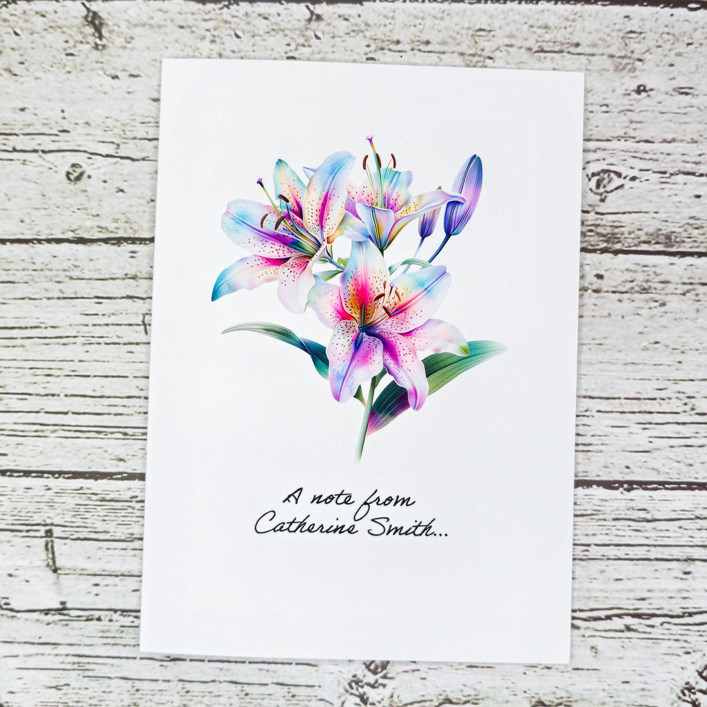 Personalized Set of  Notecards with Envelopes Featuring Lilies image 1