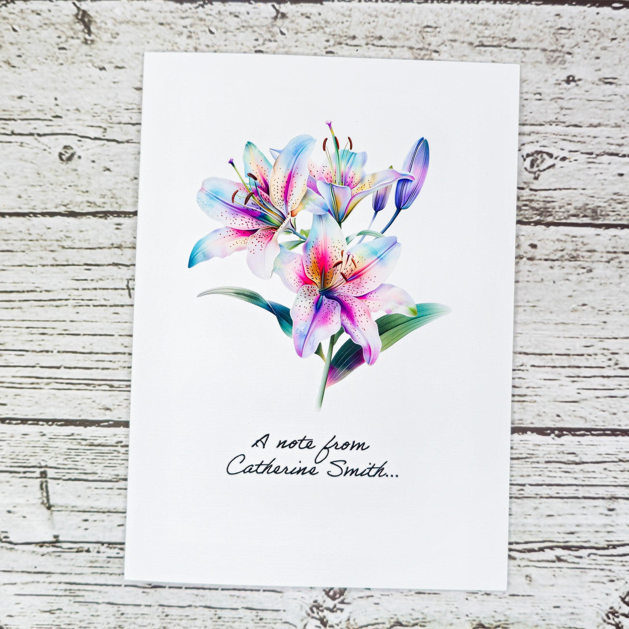 Personalized Set of  Notecards with Envelopes Featuring Lilies image 1