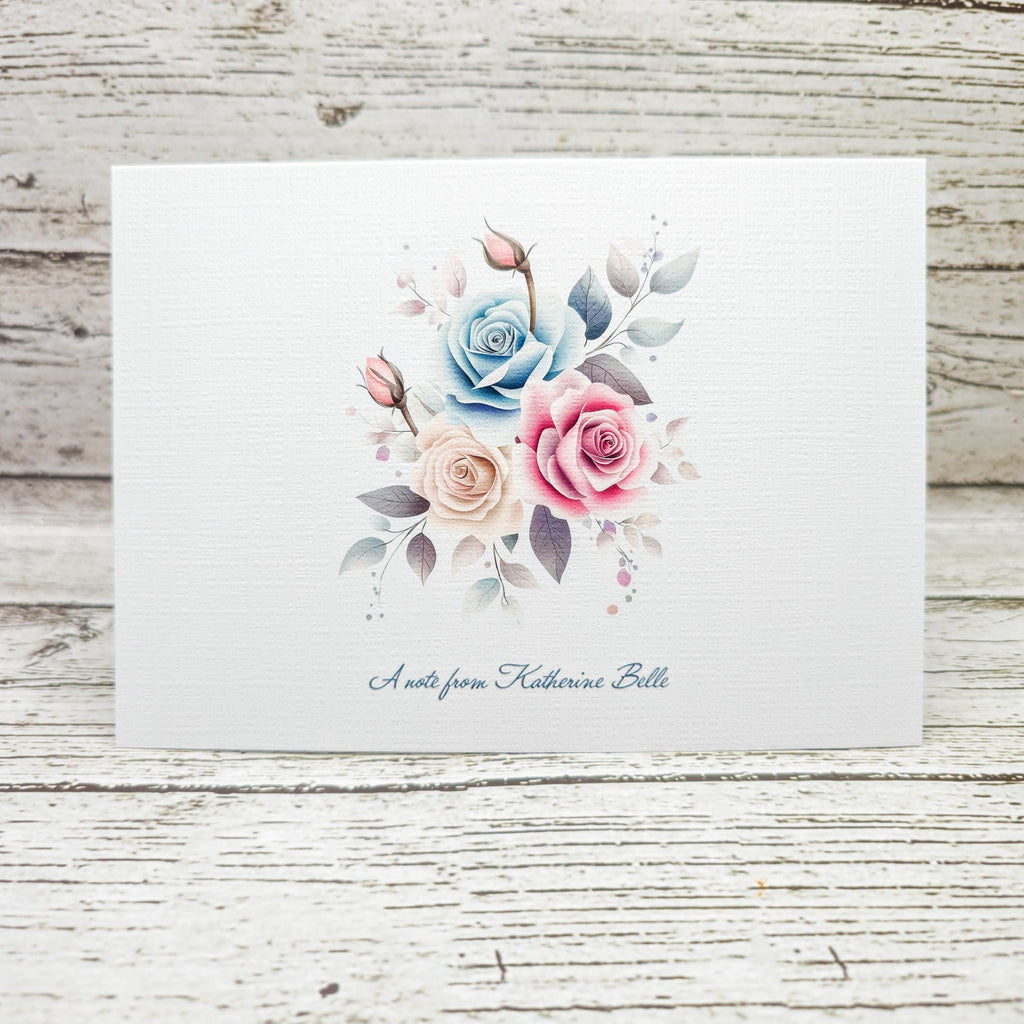 Personalized Note Card Set with Envelopes, Five Rose Designs ,Greeting Card image 2