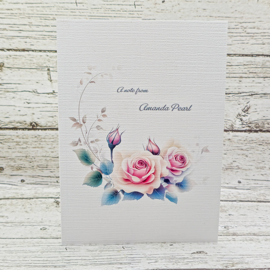 Personalized Set of  Notecards with Envelopes Featuring Boho Roses image 1