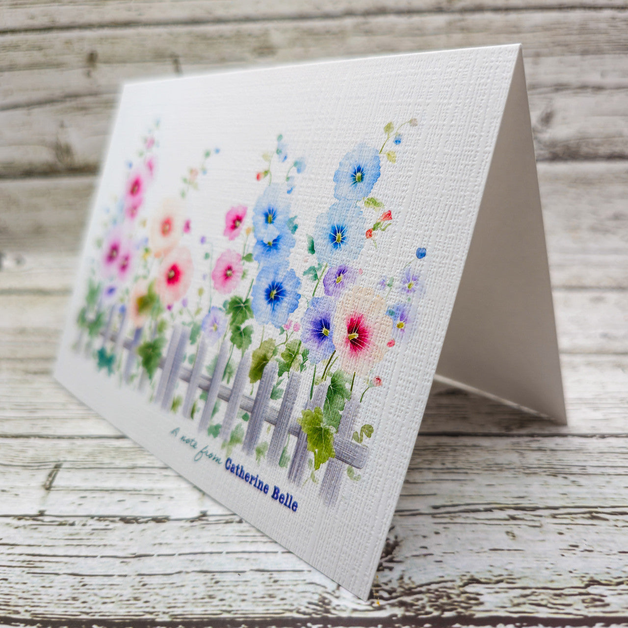 Personalized Set of  Notecards with Envelopes Featuring Hollyhocks image 2