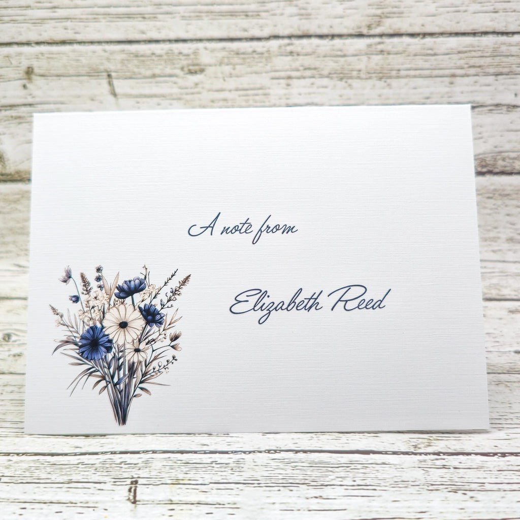 Personalized Set of Notecards with Envelopes Flower Bouquet, Greeting Card image 1