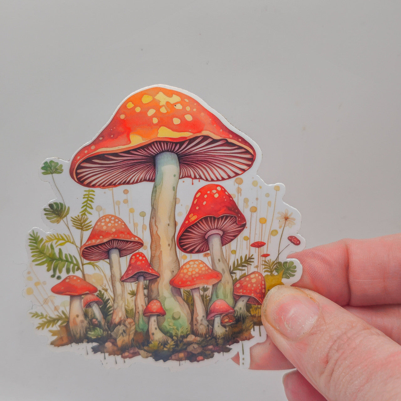 Mushroom Stickers - Set of Two Stickers - Vinyl Stickers - Watercolor (2) image 2