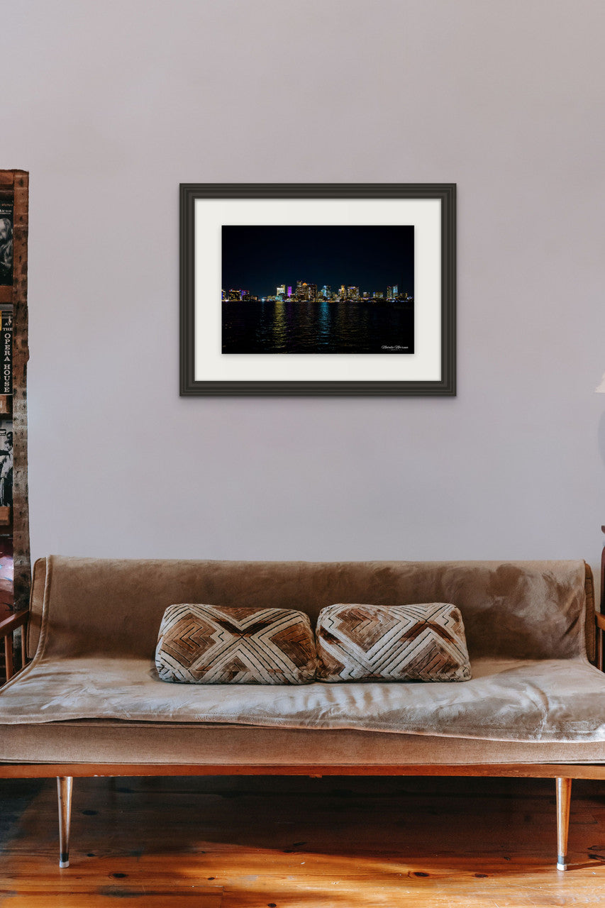 Boston Skyline Giclée Print: City Lights Dance on Harbor Waters image 5