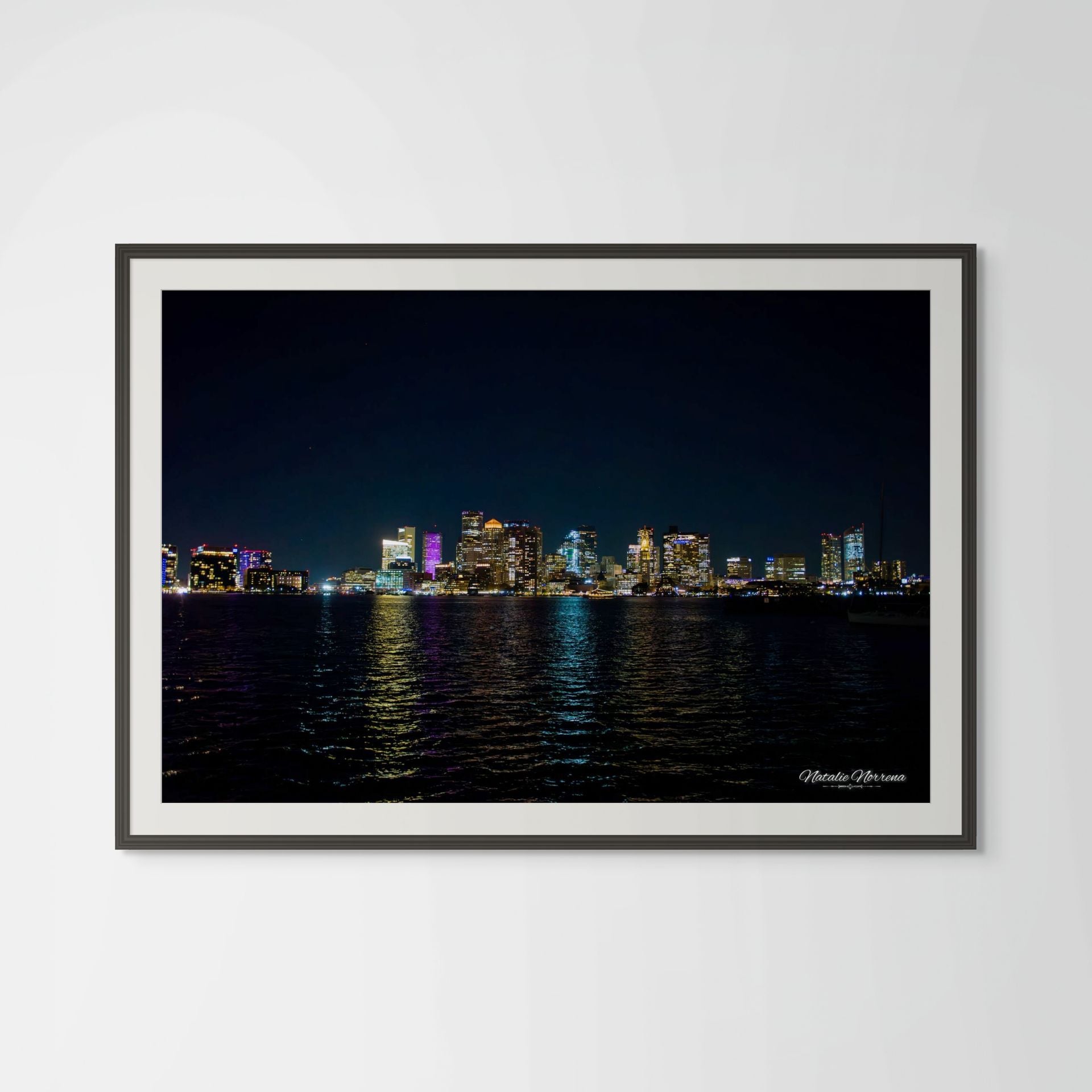 Boston Skyline Giclée Print: City Lights Dance on Harbor Waters image 0