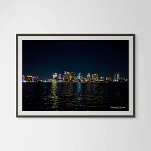 Boston Skyline Giclée Print: City Lights Dance on Harbor Waters image 0