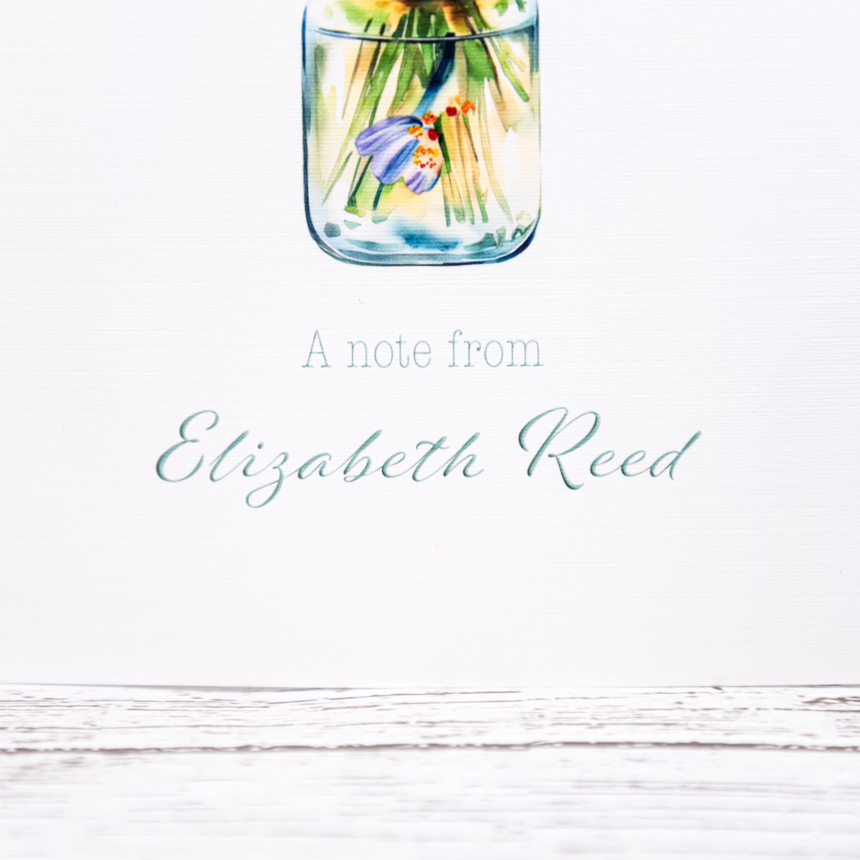 Custom Note Cards Set with Envelopes Flower Bouquet Mason Jar, Greeting Card image 6