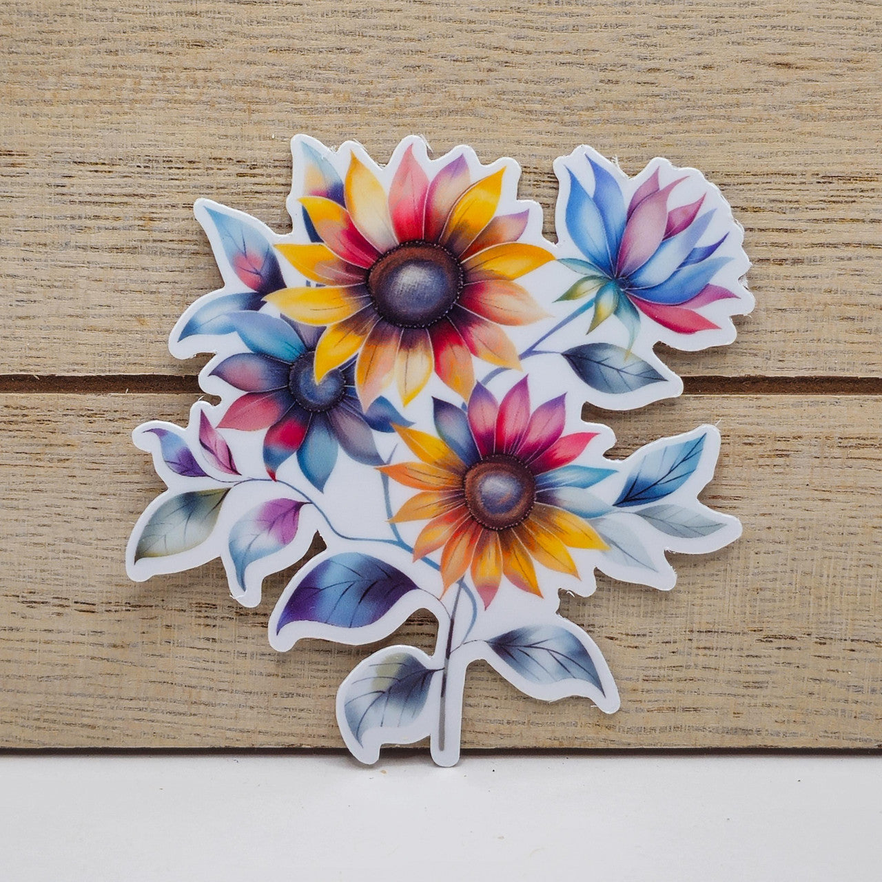 Vibrant Sunflower Sticker Pack - 3 Vinyl Stickers - Floral Stickers - Journal  image 1