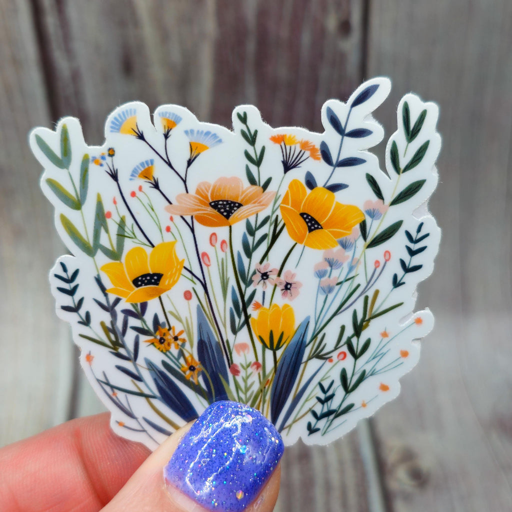 9 Vibrant Flower Sticker Pack - Vinyl Stickers - Floral Stickers - Journal Sti image 2