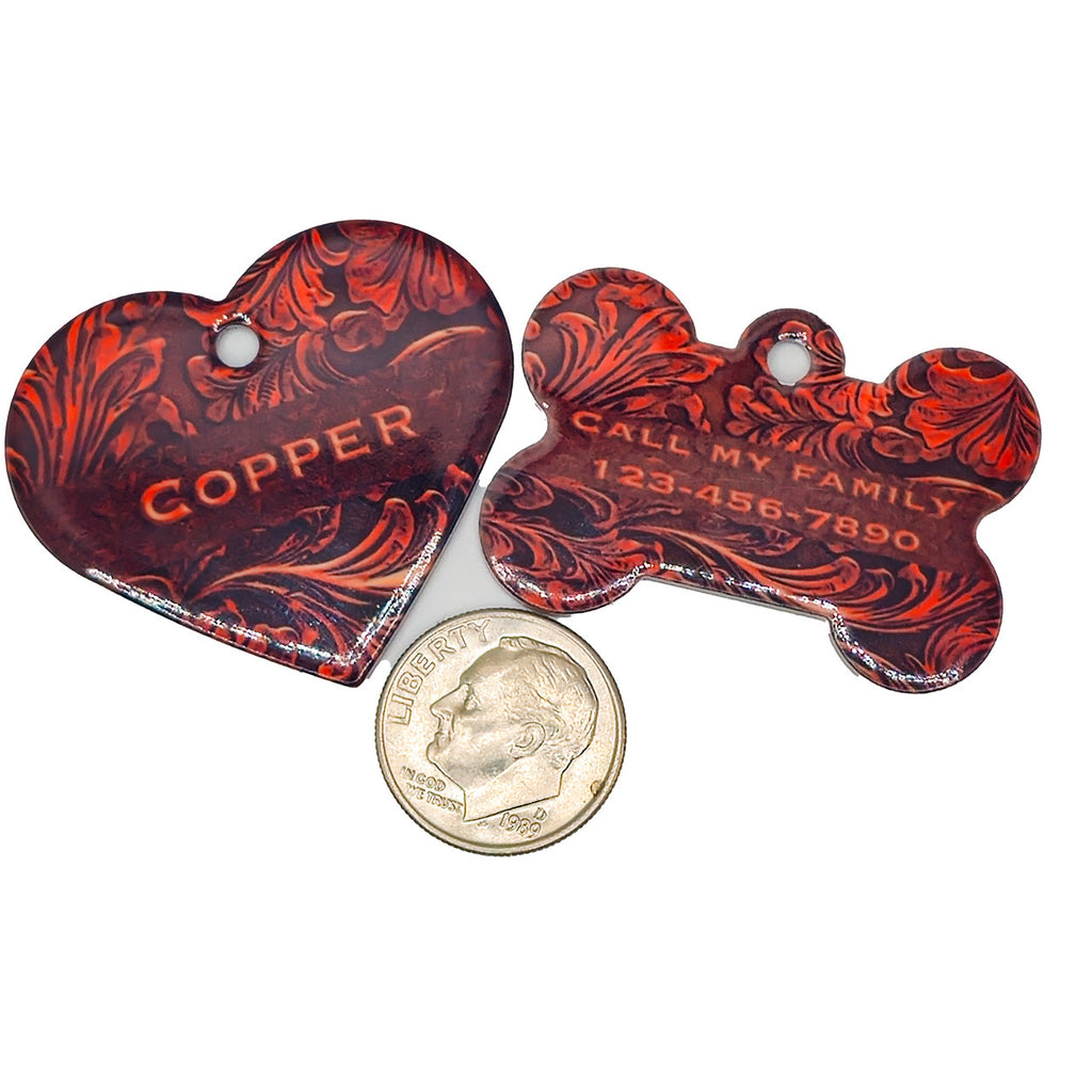 Tooled Leather Look Aluminum Pet ID Tag image 0