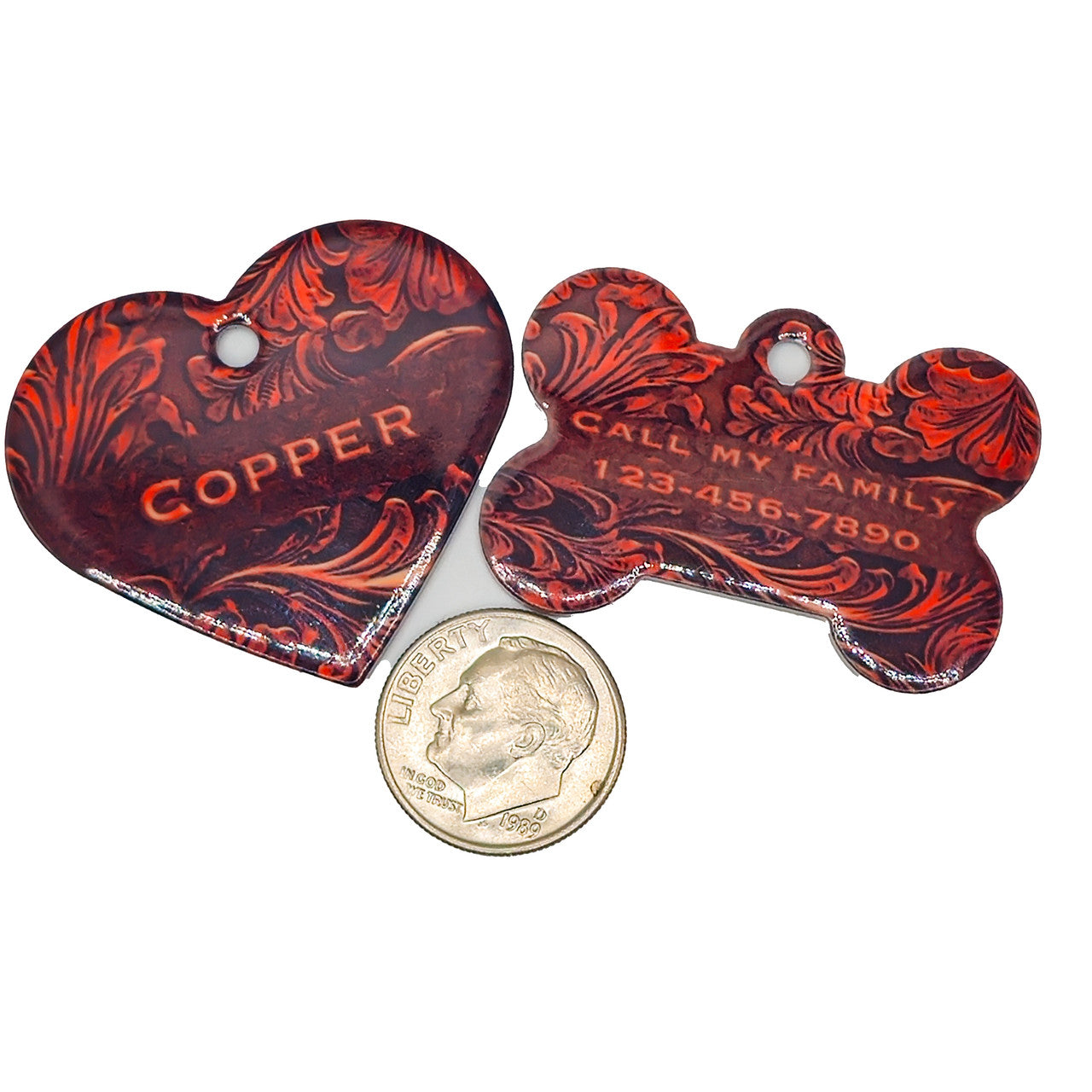 Tooled Leather Look Aluminum Pet ID Tag image 0