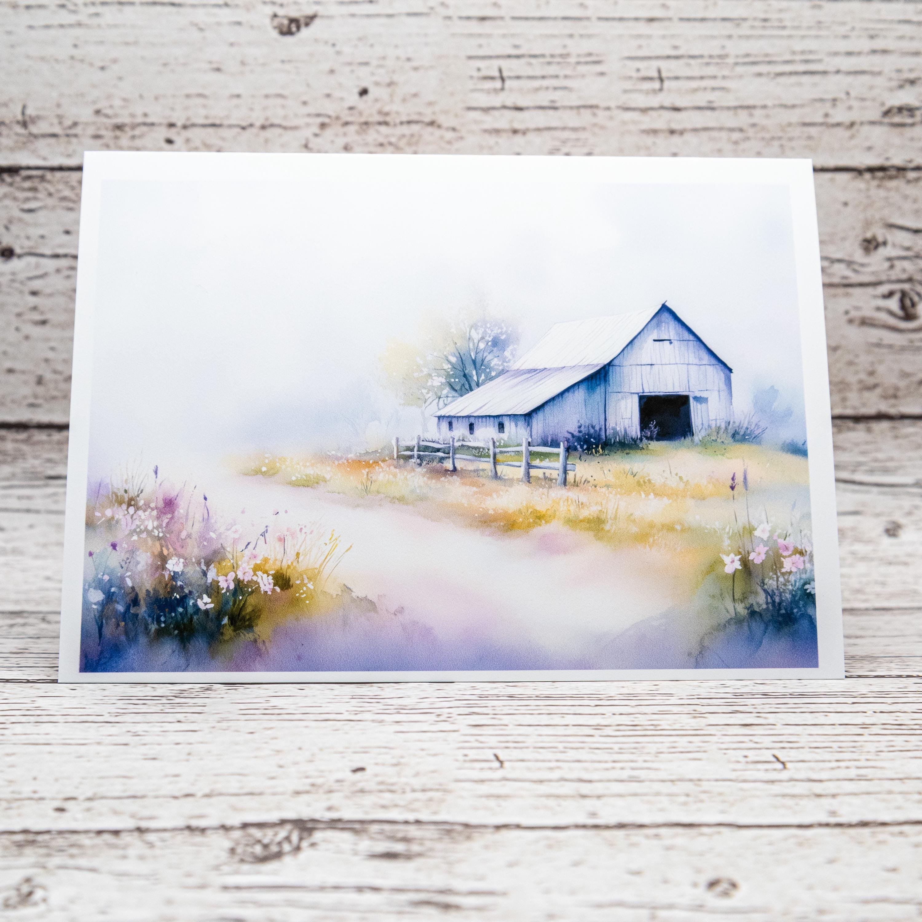 Spring Barns Set of Notecards with Envelopes, A6 Size, Greeting Card Bundle image 4