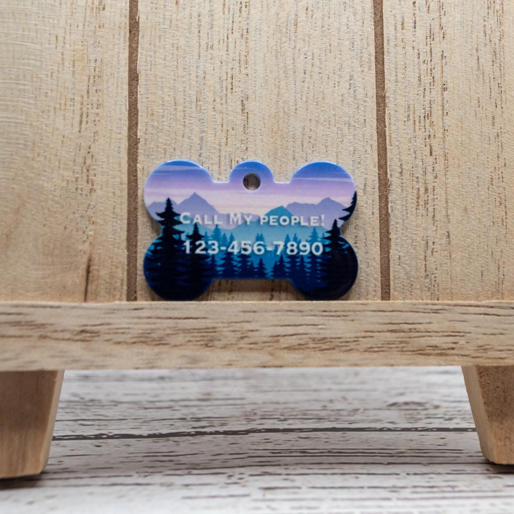 Mountain Scenery Lavender Dog Bone Pet ID Tag image 3