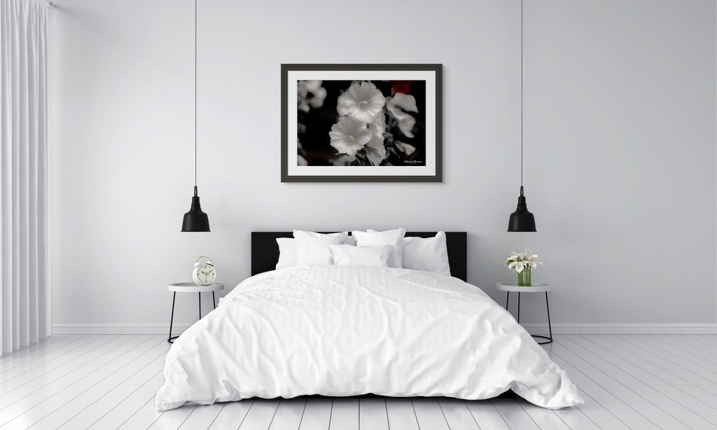 Hollyhocks in Black & White: A Giclee Print of Timeless Grace image 3