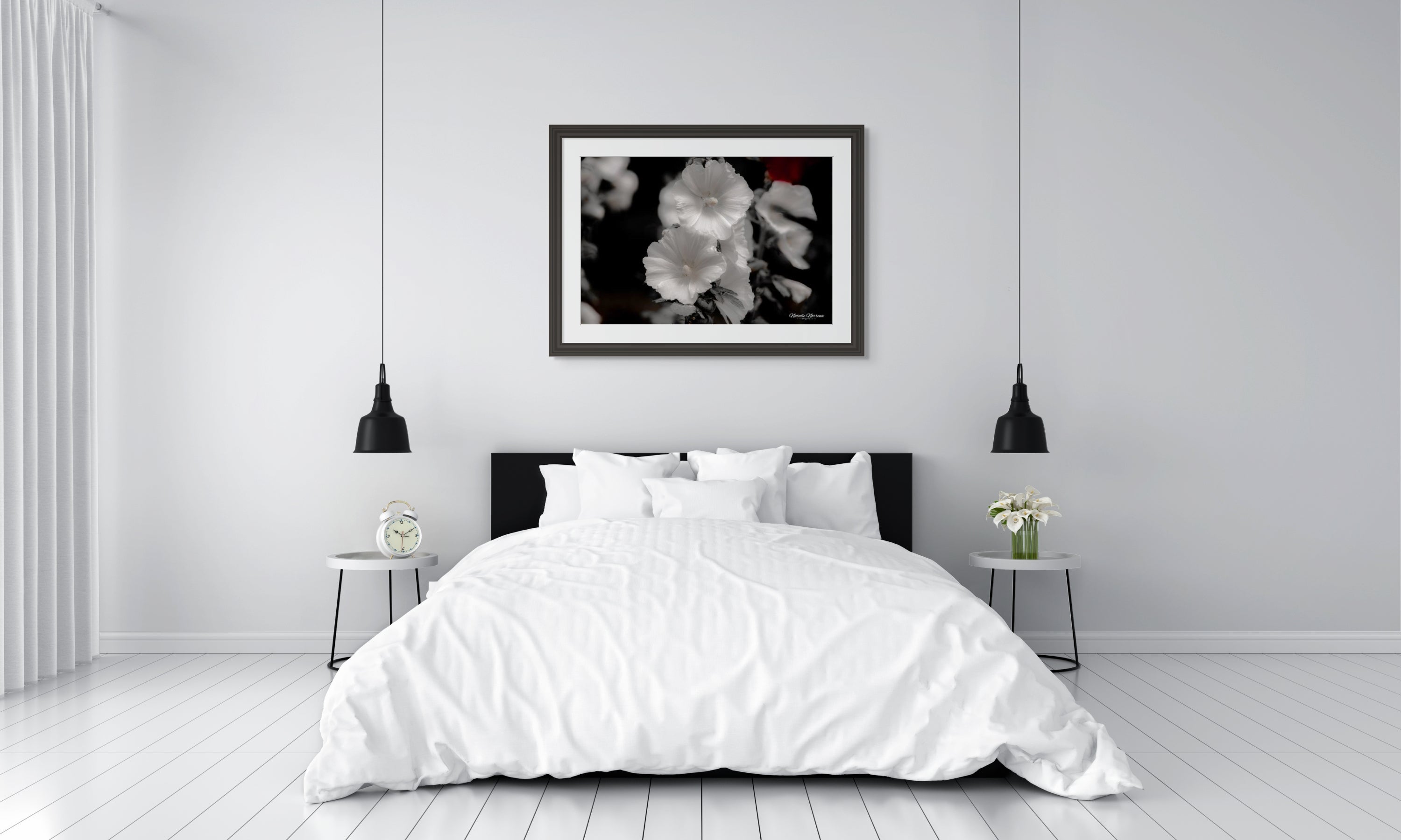 Hollyhocks in Black & White: A Giclee Print of Timeless Grace image 3