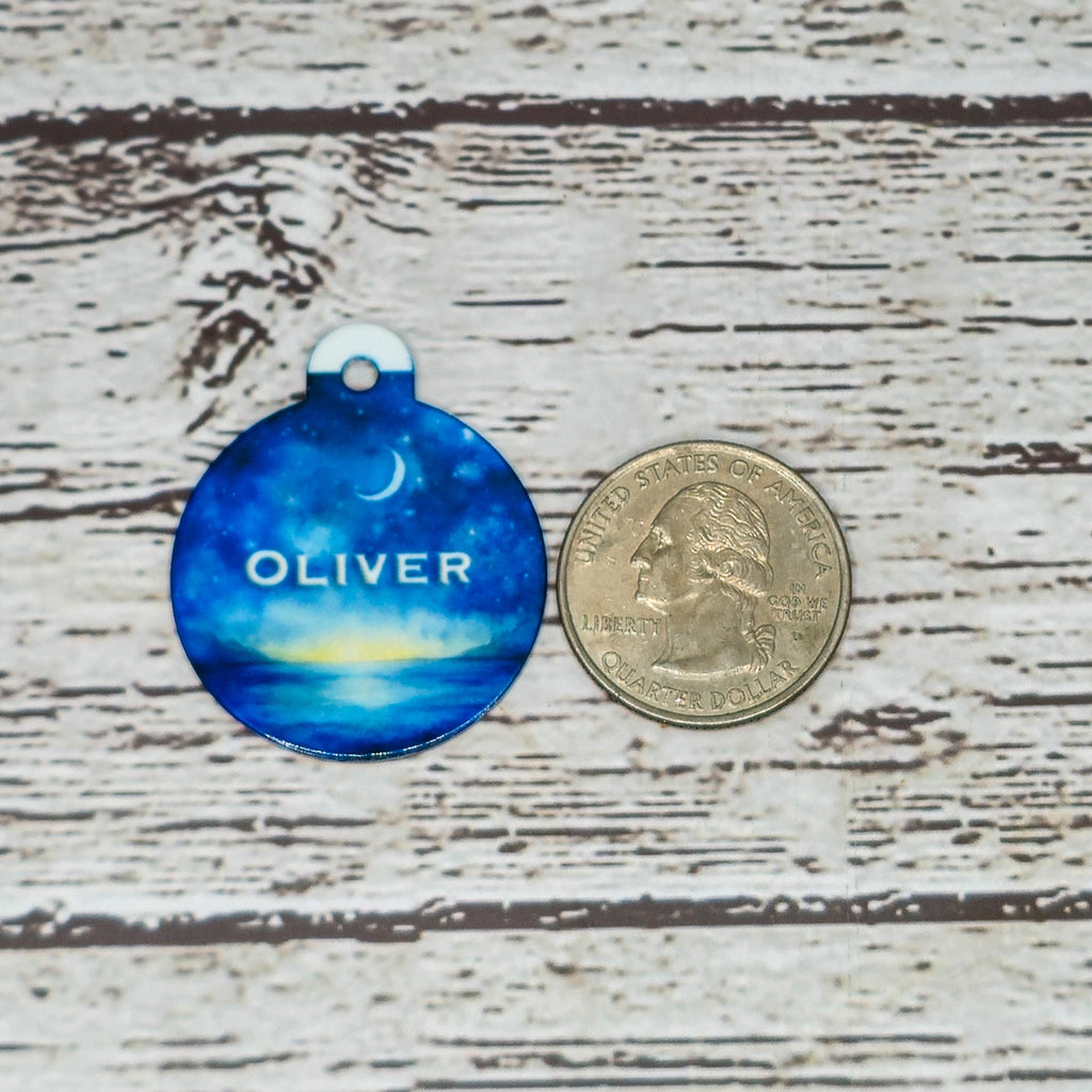 Pet ID Tag Moonlit Ocean Two Sided- Round, Medium, Small, and Extra Small image 5