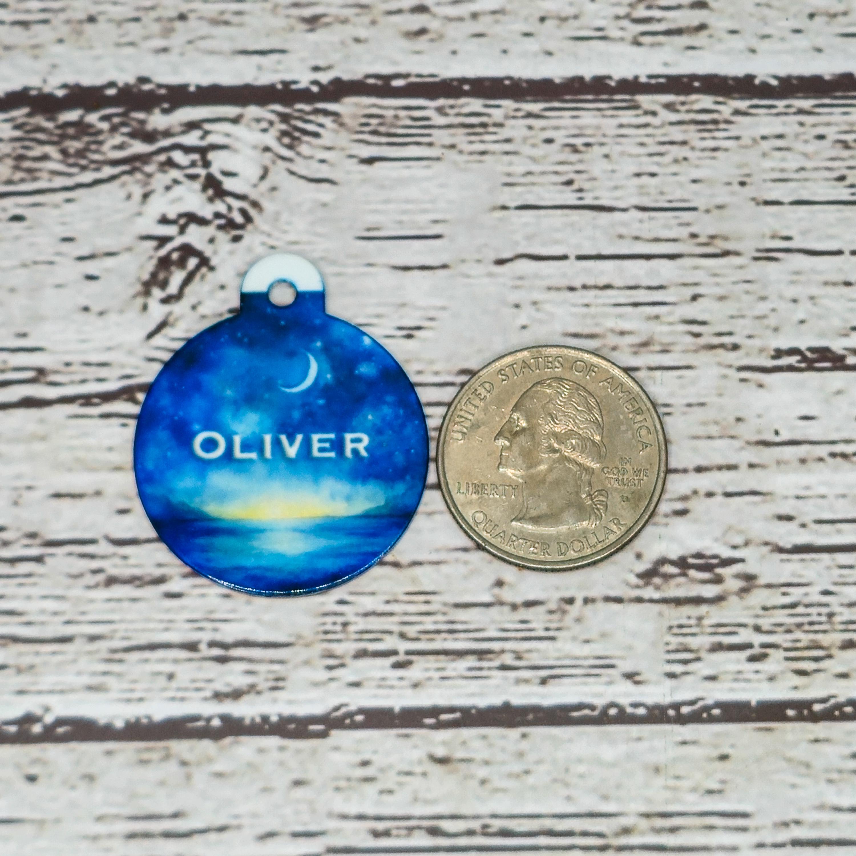Pet ID Tag Moonlit Ocean Two Sided- Round, Medium, Small, and Extra Small image 5