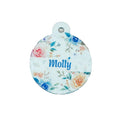 Pet ID Tag Roses Two Sided- Round - Medium, Small, and Extra Small, Flower Pet image 0