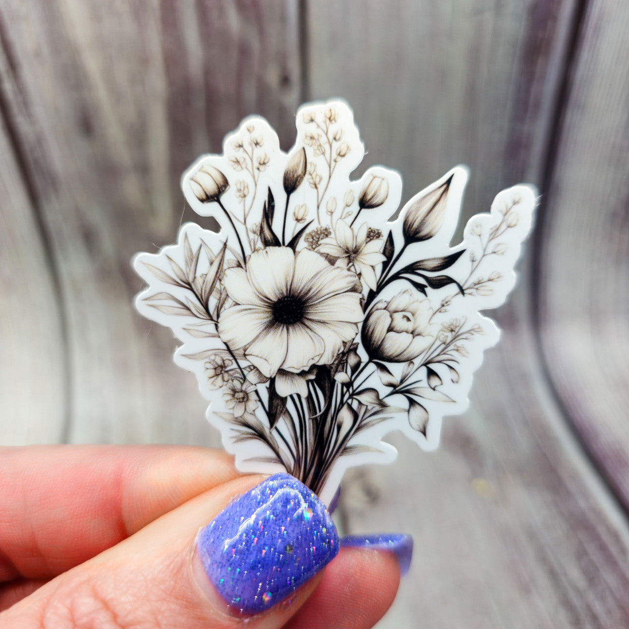 7 Black and White Flower Stickers - Vinyl Stickers - Floral Stickers - Journal image 6