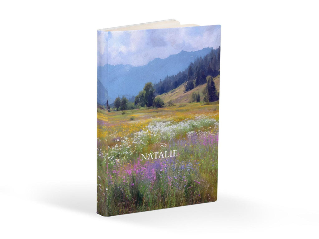Personalized Journal Mountain Meadow, Custom Diary, Gratitude Journal, Travel image 0