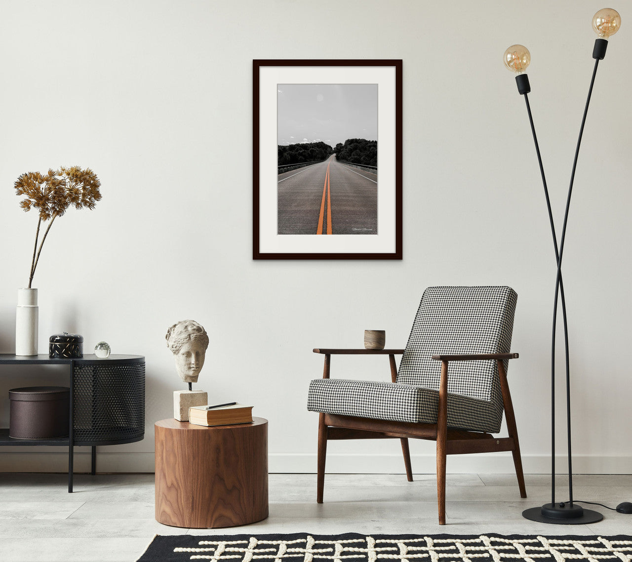 Natchez Trace Bridge Road Giclée Print: A Journey in Monochrome with a Splash  image 4