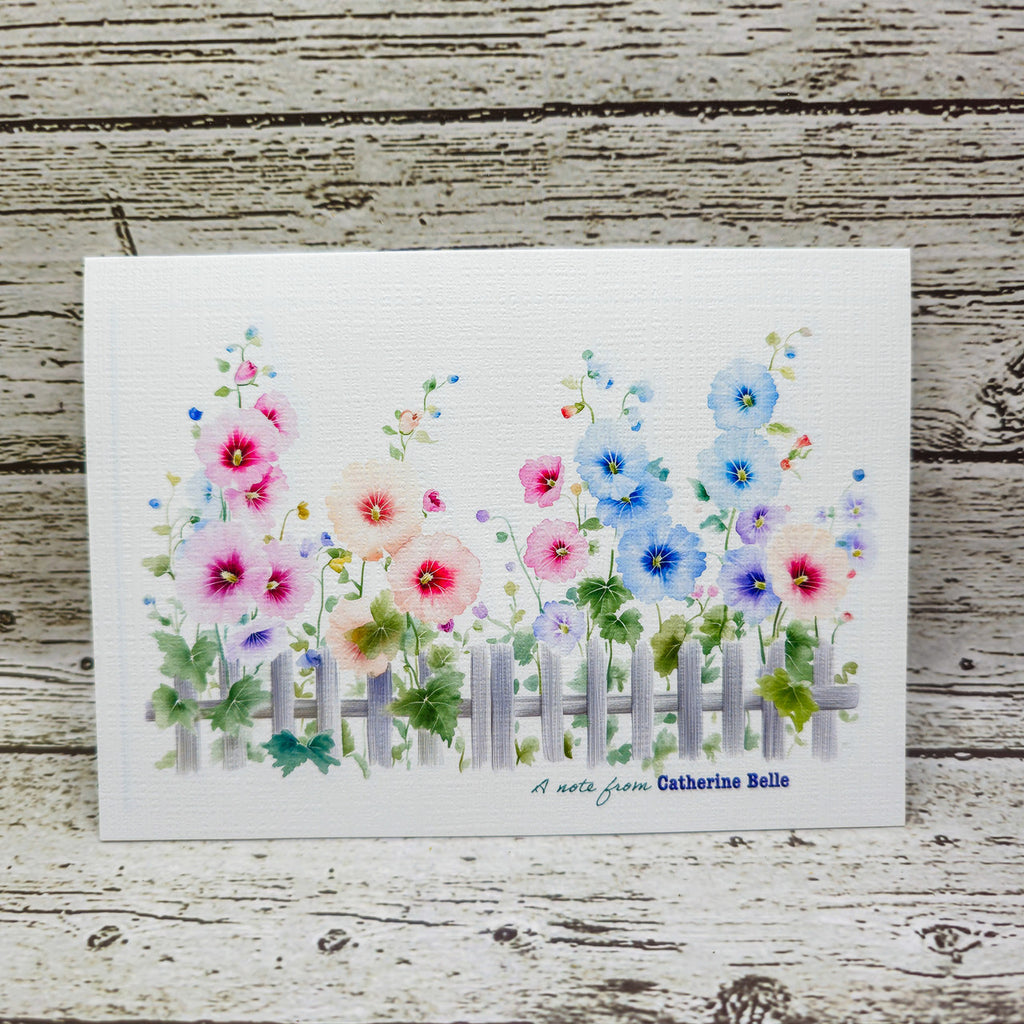 Personalized Set of  Notecards with Envelopes Featuring Hollyhocks image 7