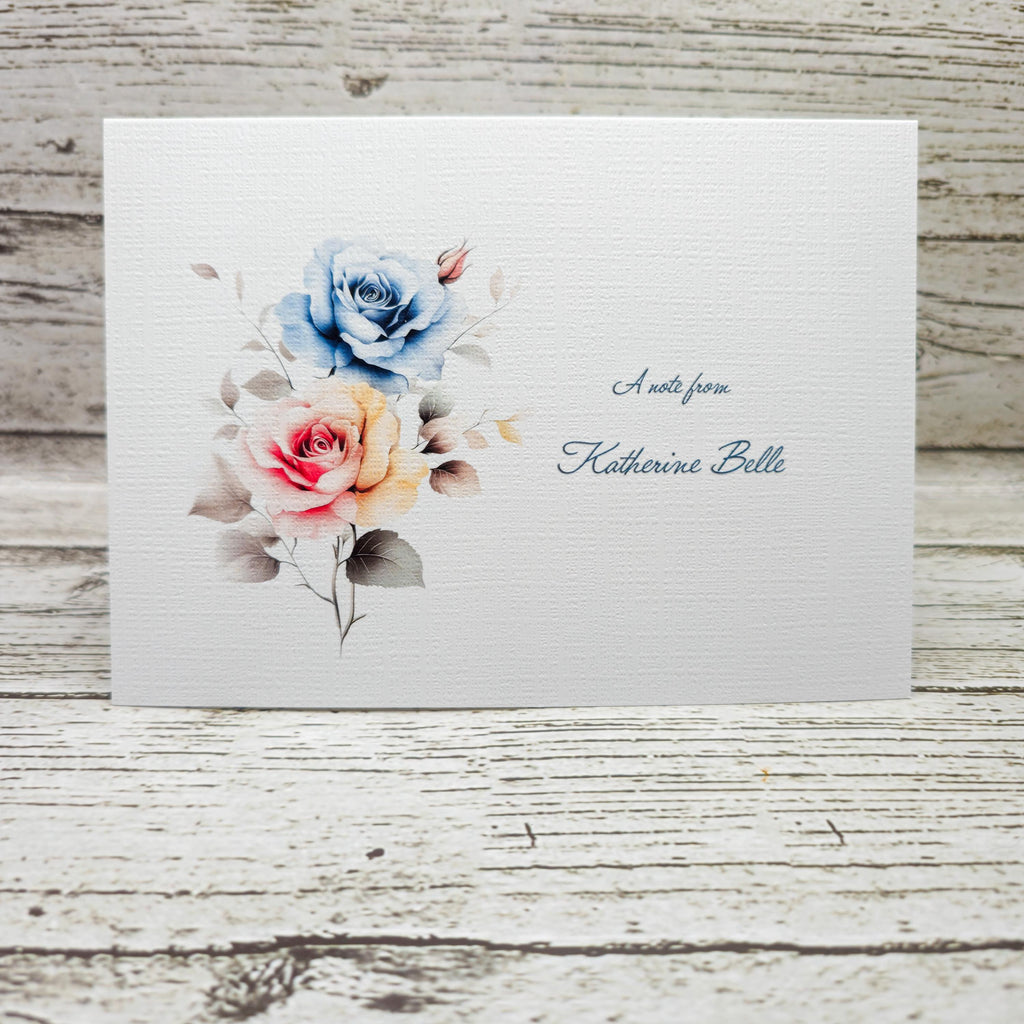 Personalized Note Card Set with Envelopes, Five Rose Designs ,Greeting Card image 4