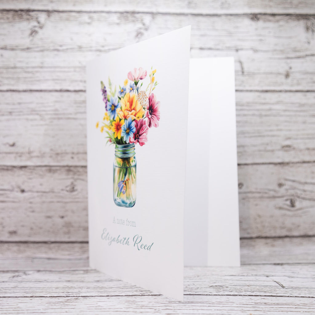 Custom Note Cards Set with Envelopes Flower Bouquet Mason Jar, Greeting Card image 3