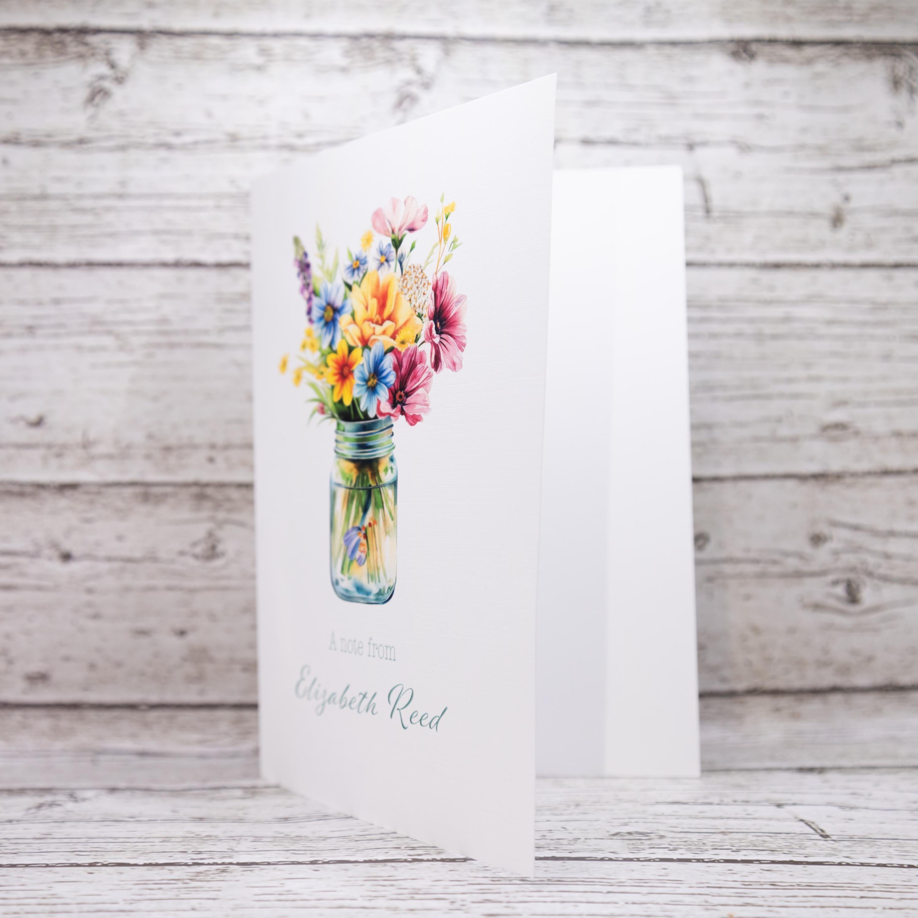 Custom Note Cards Set with Envelopes Flower Bouquet Mason Jar, Greeting Card image 3