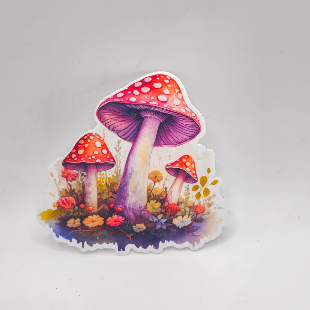 Mushroom Stickers - Set of Two Stickers - Vinyl Stickers-Watercolor image 2