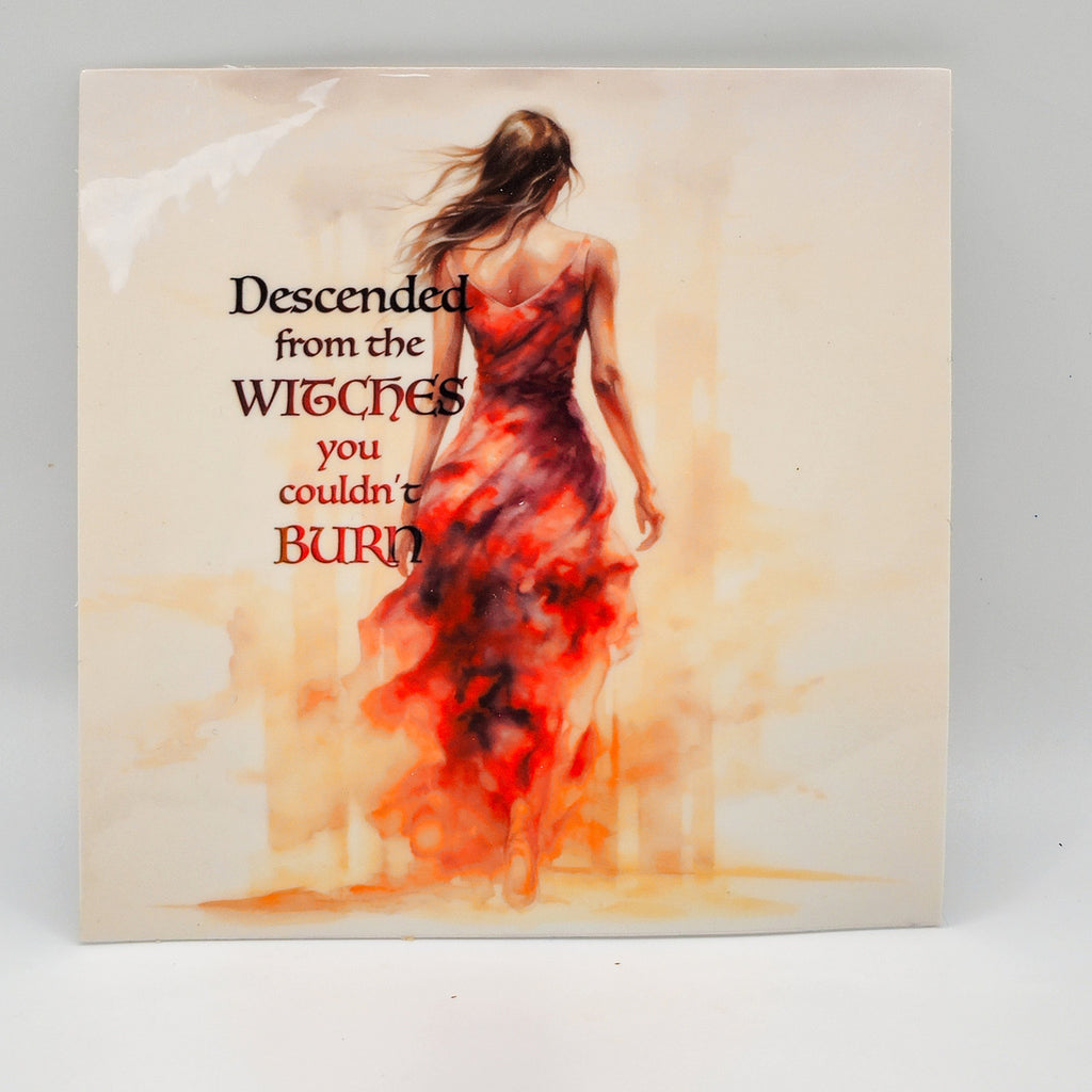 Watercolor Sticker of a Strong, Elegant Woman Walking Through Fire - Set Of 2 image 1