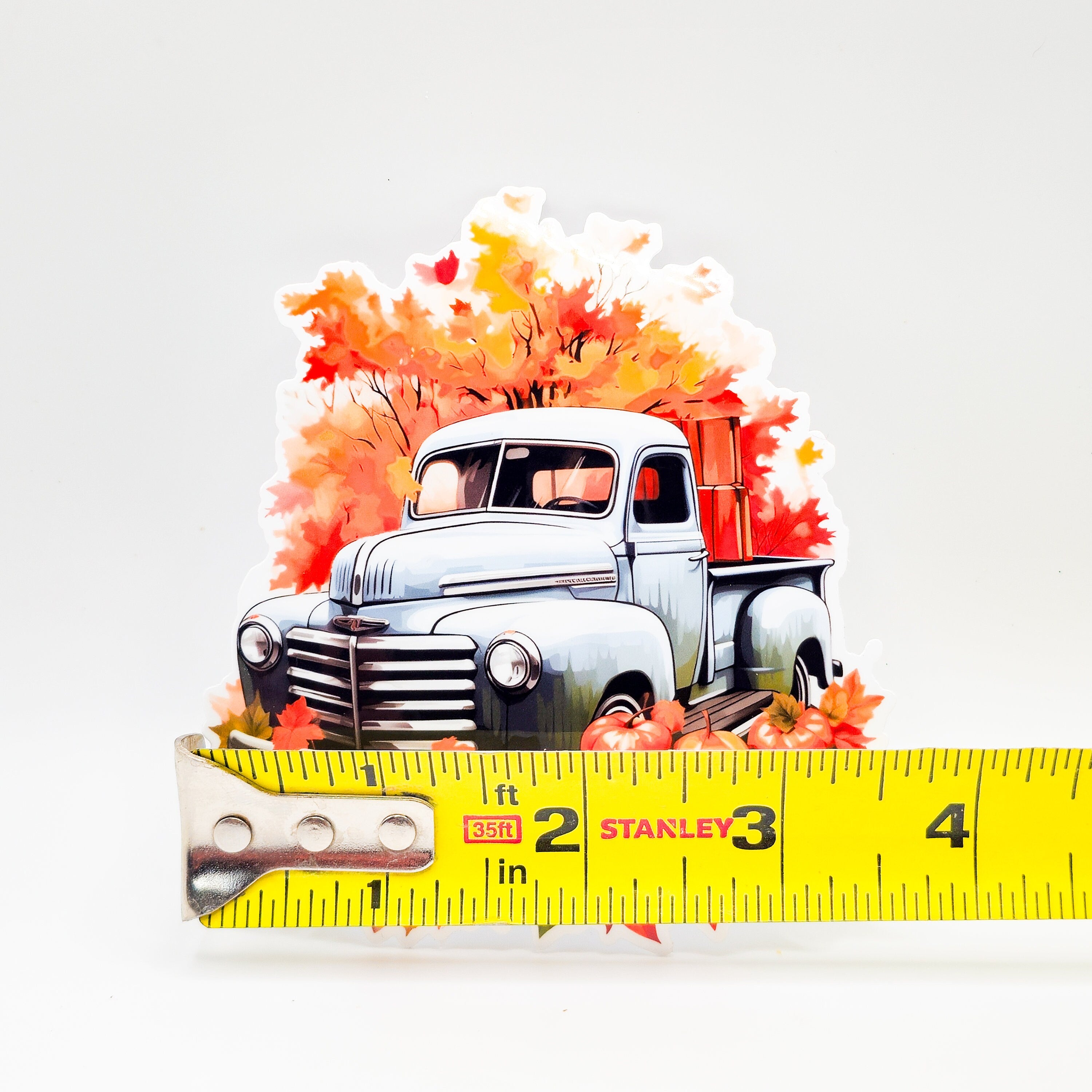 Fall Classic Truck Decorated for Autumn Vinyl Sticker Set of 2 image 2