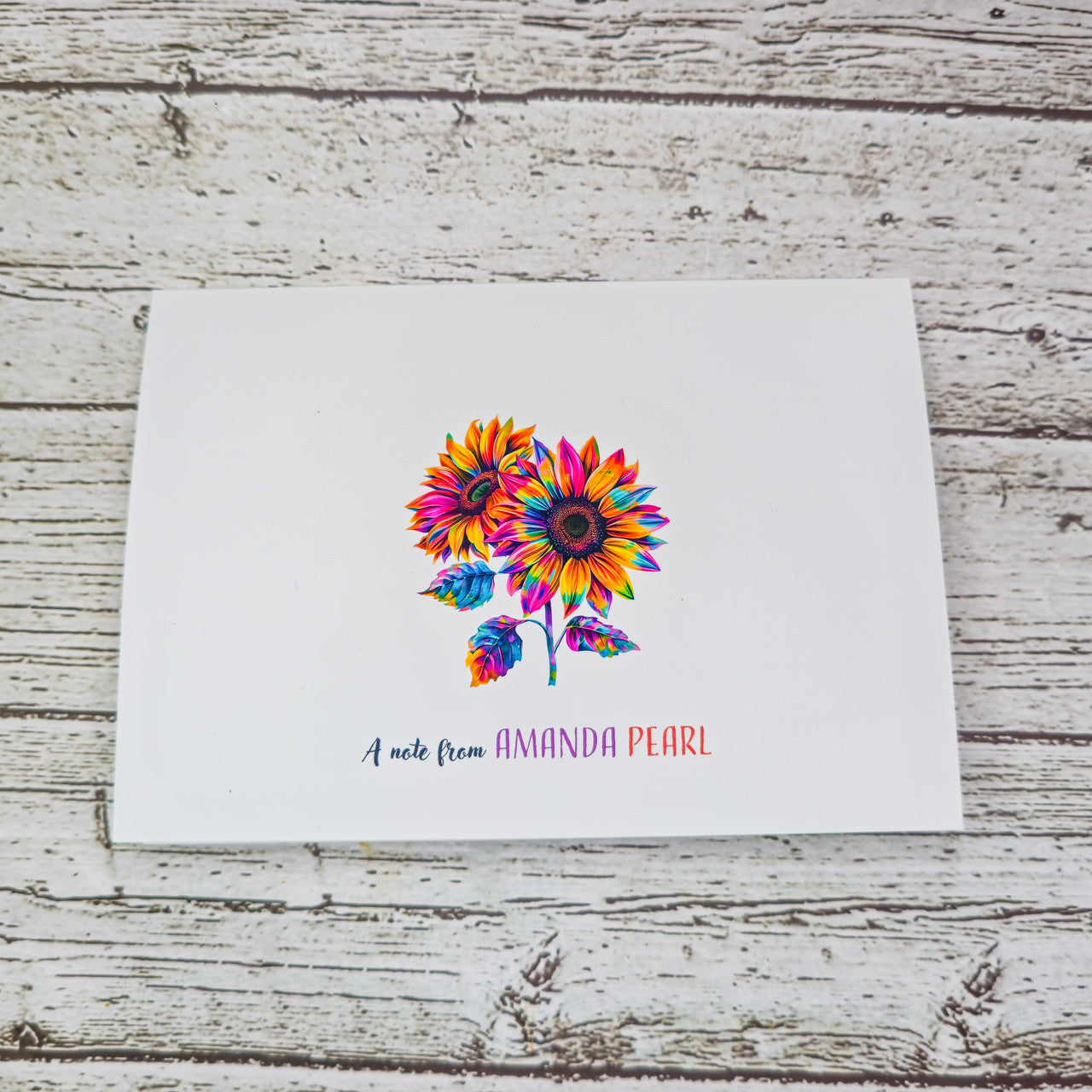 Personalized Set of Notecards with Envelopes Colorful Sunflowers image 2