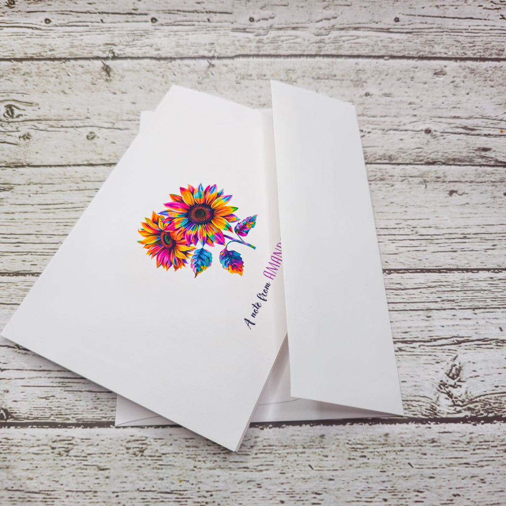 Personalized Set of Notecards with Envelopes Colorful Sunflowers image 5