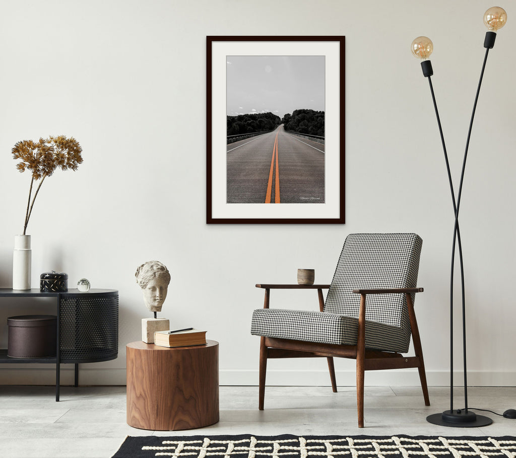 Natchez Trace Bridge Road Giclée Print: A Journey in Monochrome with a Splash  image 5