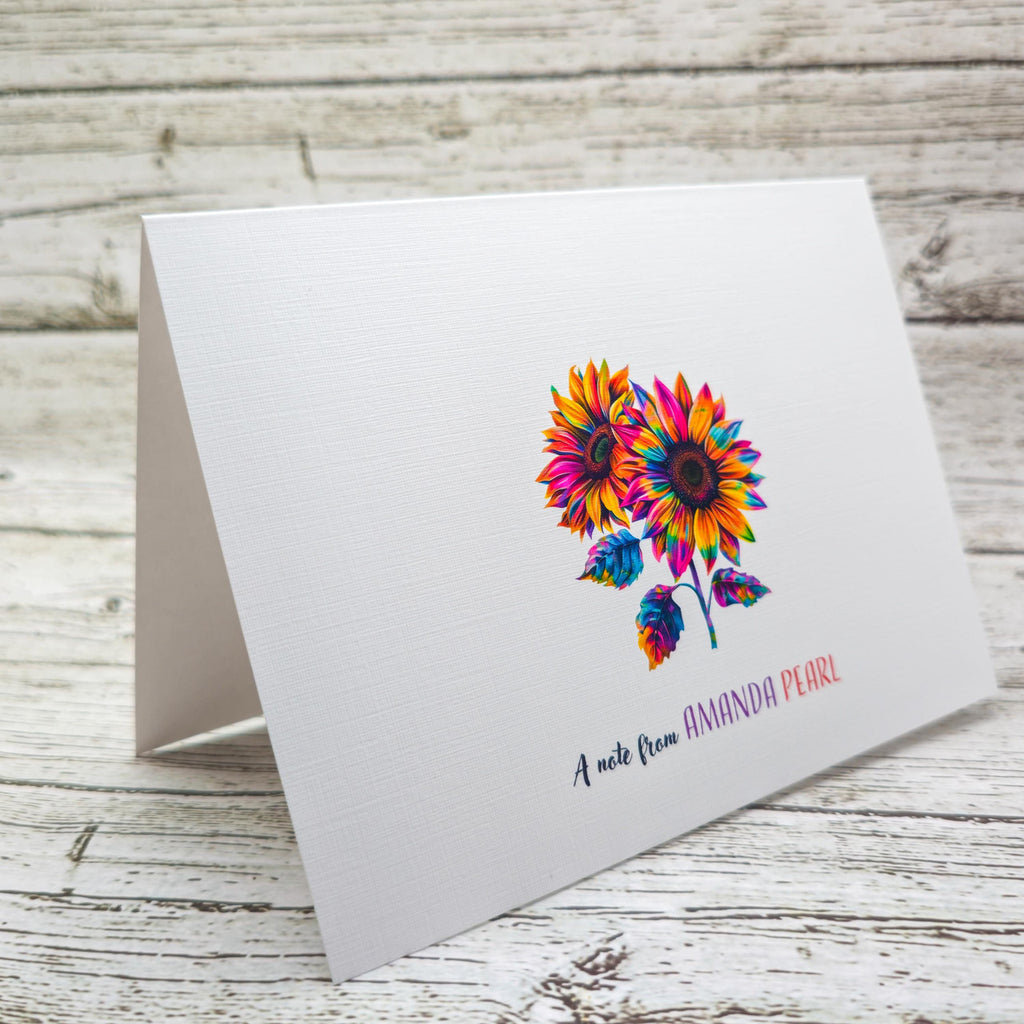 Personalized Set of Notecards with Envelopes Colorful Sunflowers image 3