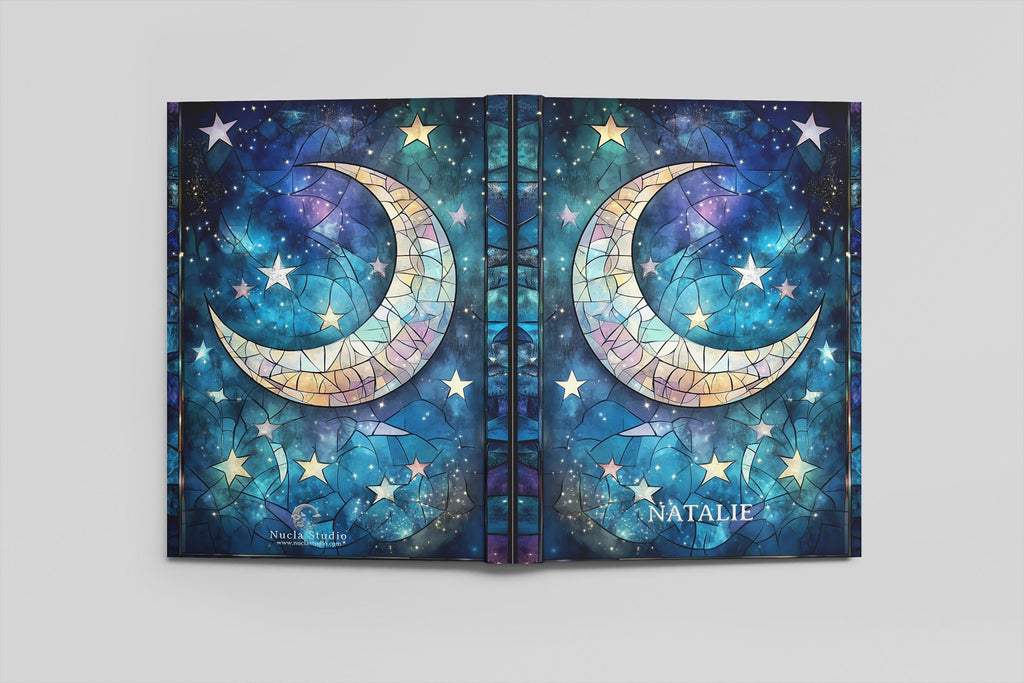 Personalized Journal Stained Glass Moon and Stars, Hardcover, Softcover image 3