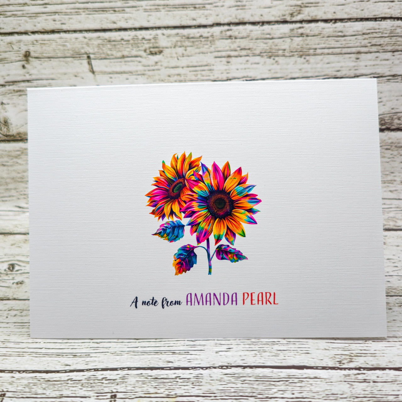Personalized Set of Notecards with Envelopes Colorful Sunflowers image 1