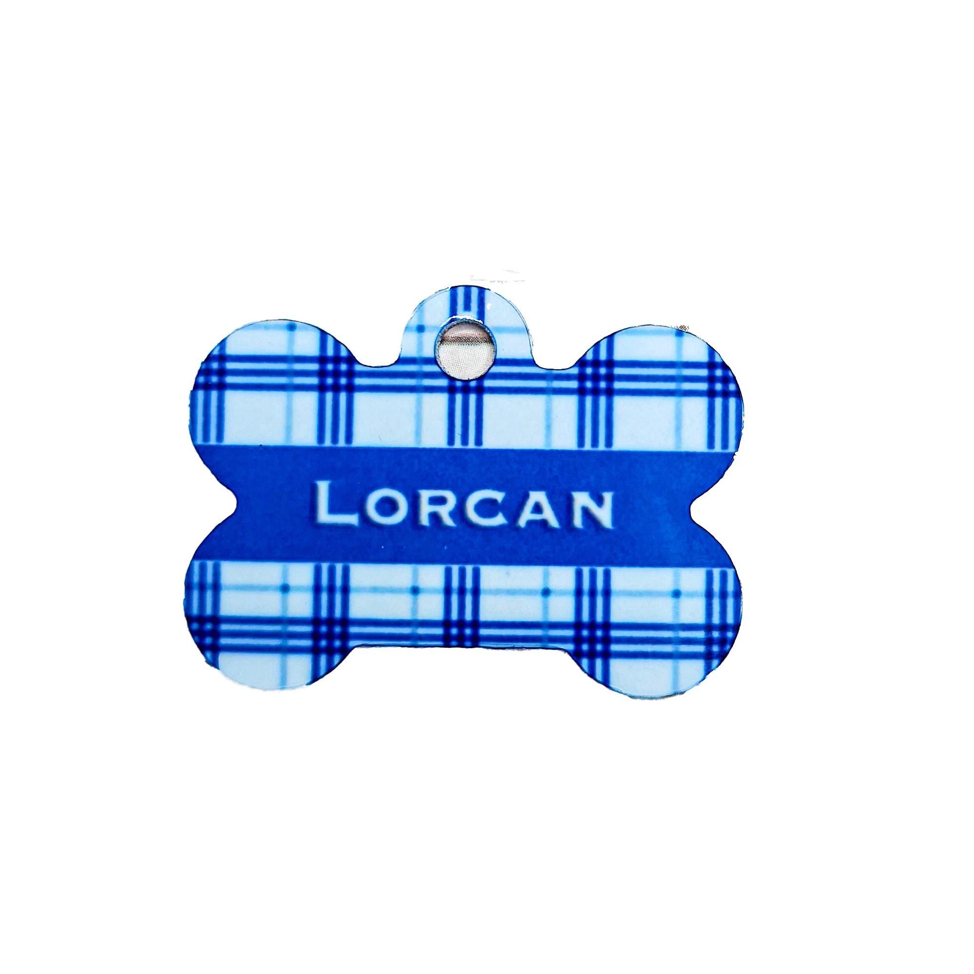 Personalized Blue Plaid Pet ID Tag for Cats and Dogs – Double Sided Custom image 0