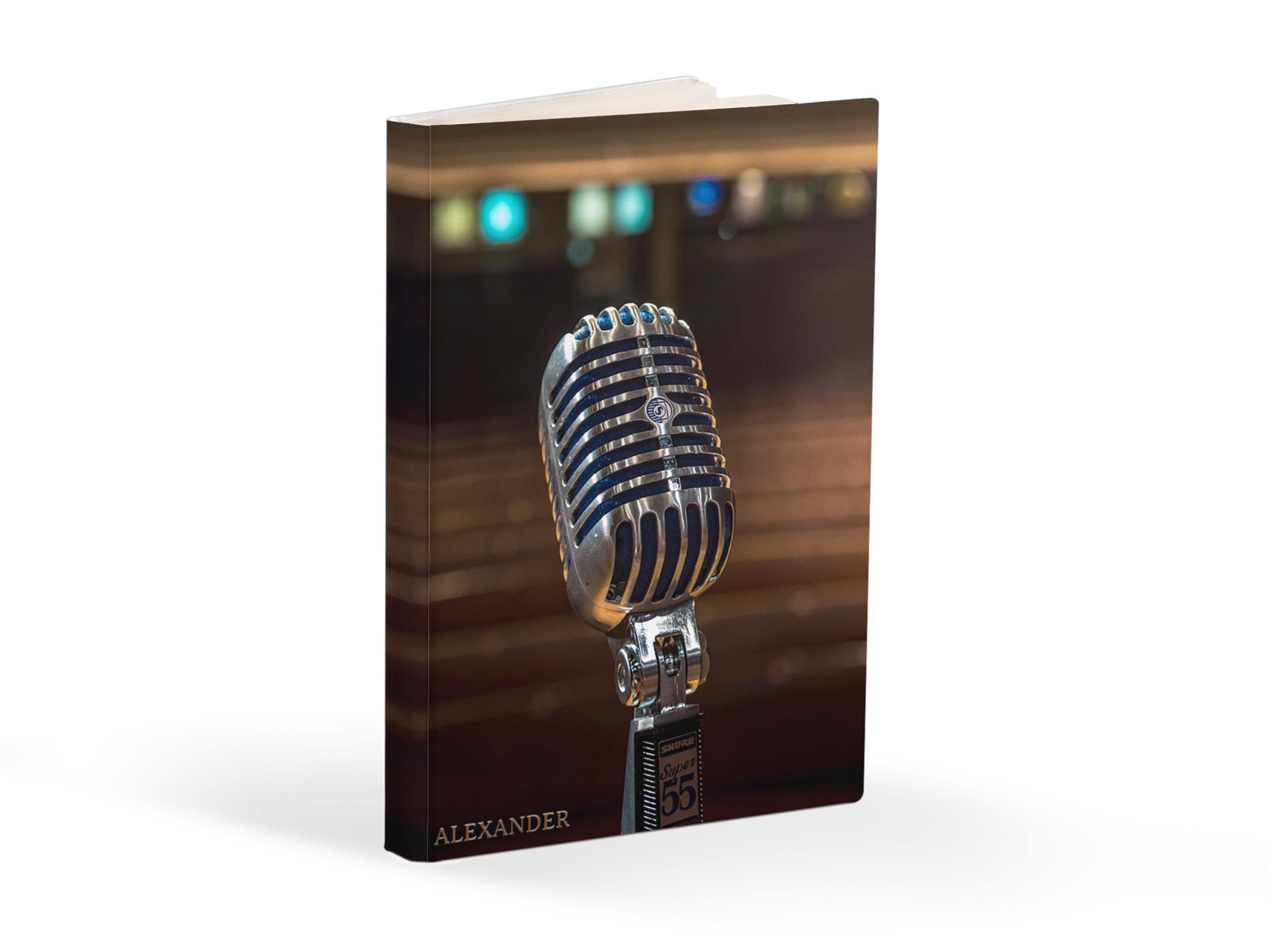 Personalized Journal Retro Microphone, Hardcover Journal, Softcover Journal image 0