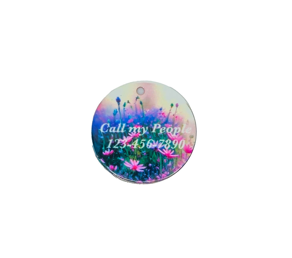 Meadow of Wild Flowers Small Pet ID Tag image 1