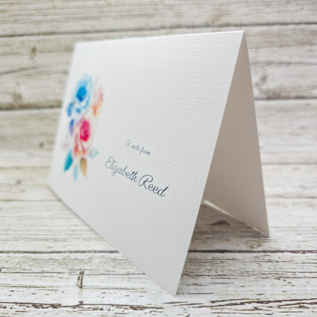 Personalized Set of  Notecards with Envelopes Featuring Roses image 2