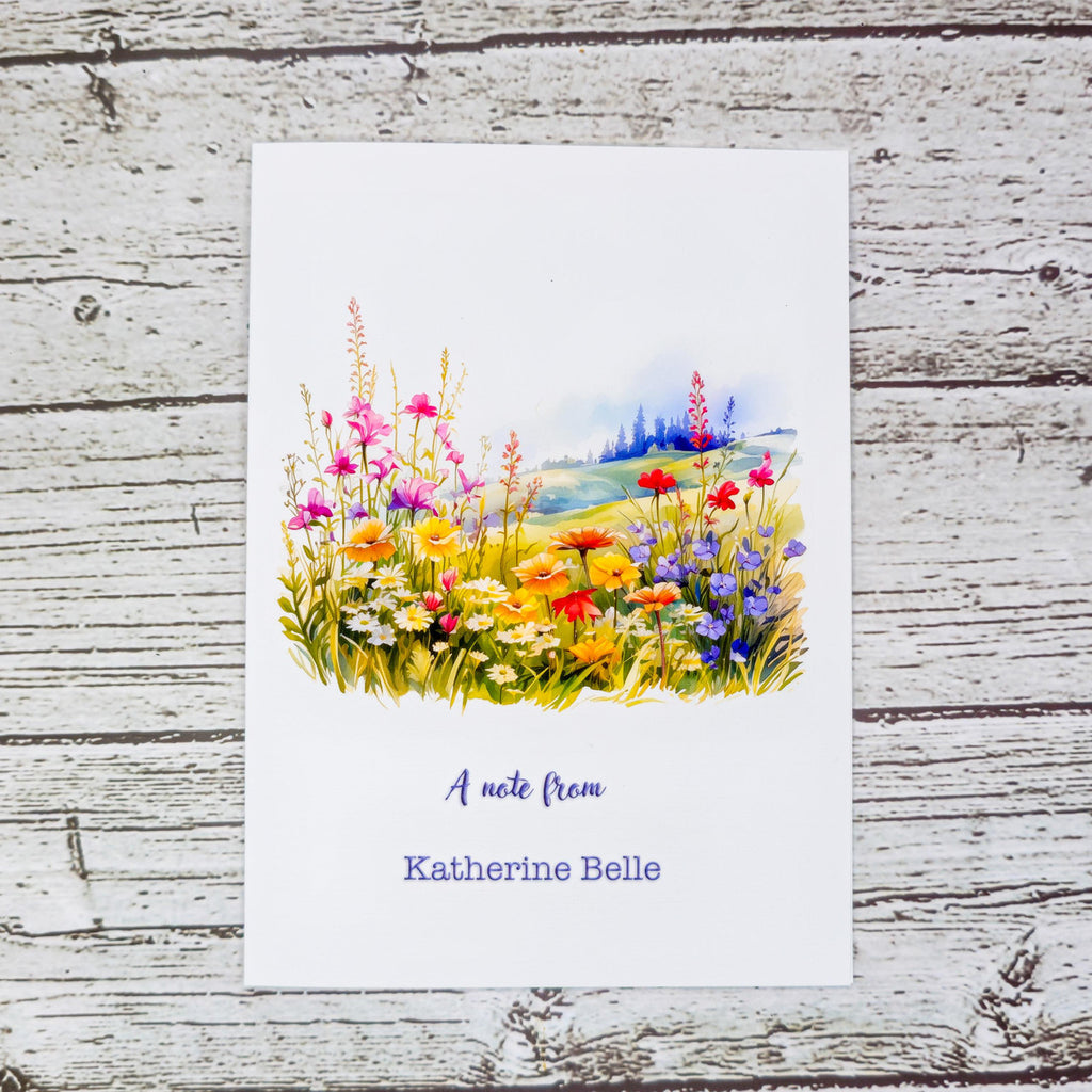Personalized Set of Notecards with Envelopes Wildflower Meadow image 1