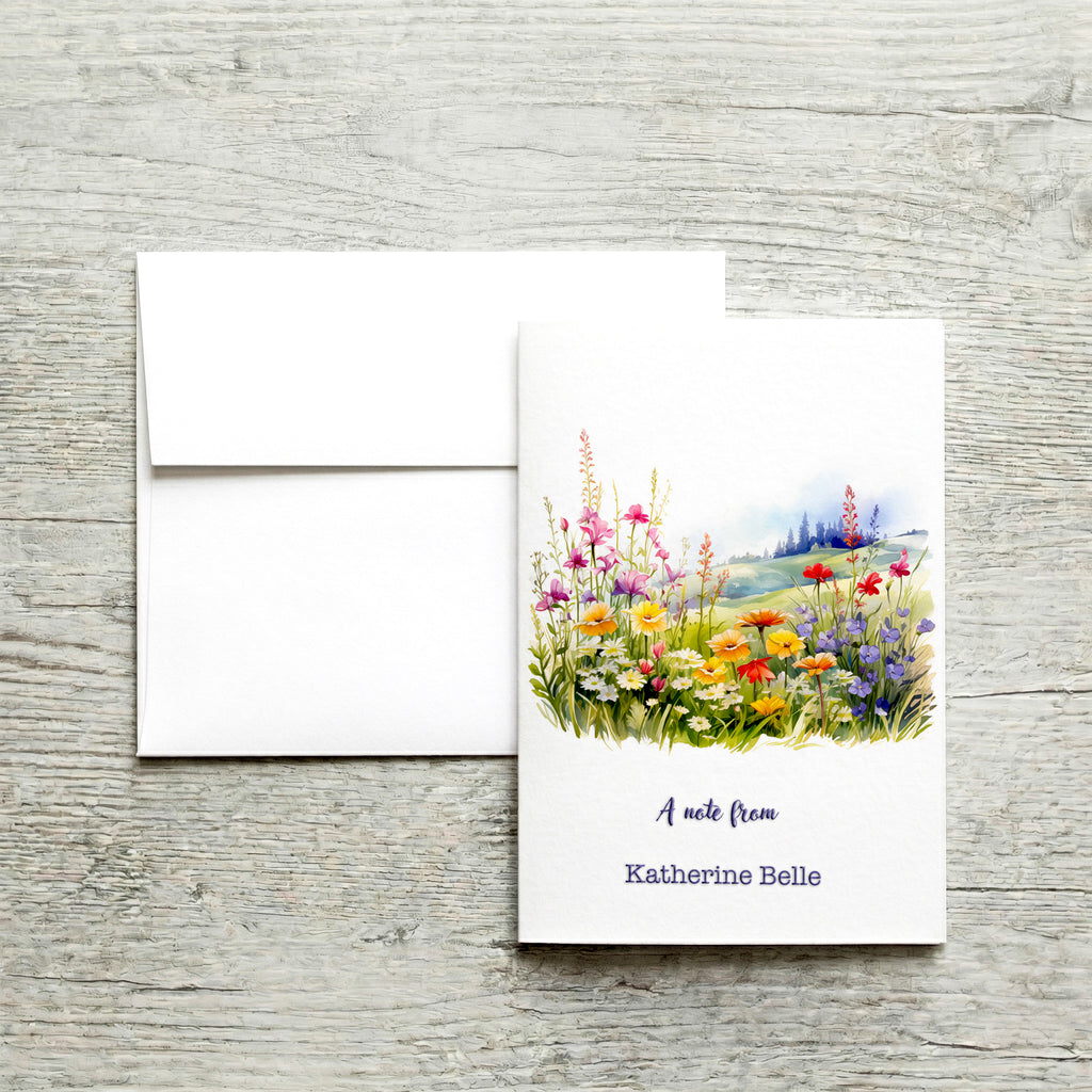 Personalized Set of Notecards with Envelopes Wildflower Meadow image 0