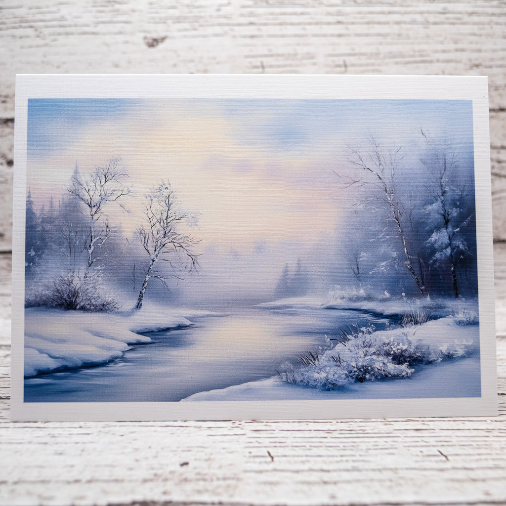 Enchanting Winter Serenity Notecard Linen Textured Greeting Cards with Envelopes image 3